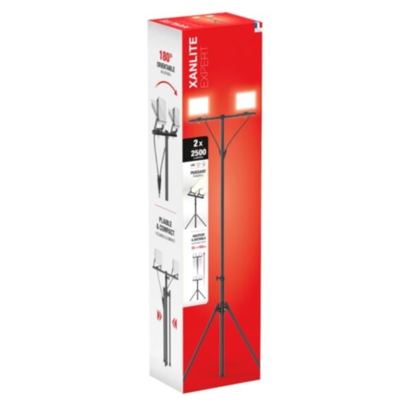 Projecteurs LED de chantier filaire 2x2500lm 2x30W IP44 blanc froid - XANLITE