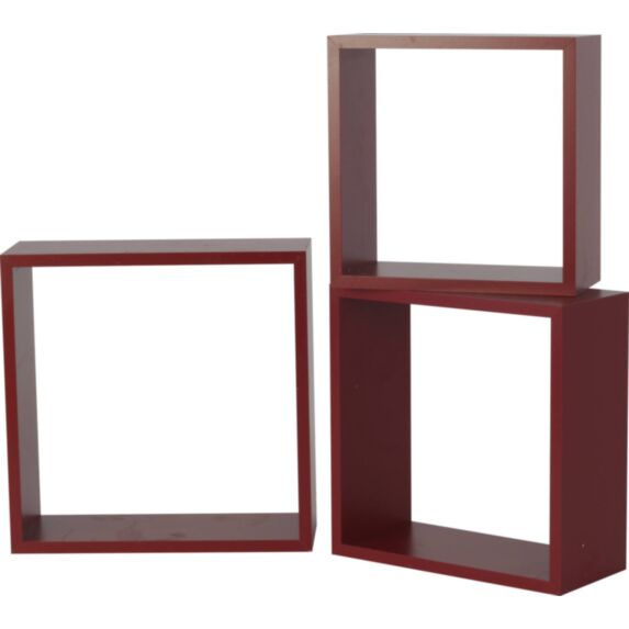 Set de 3 cubes 12 mm x 30 x 30 cm rouge - DECO SYSTEM