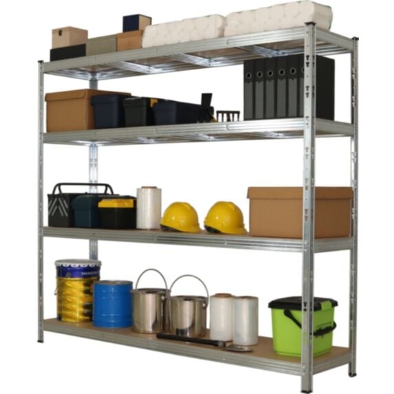 Etagère 4 tablettes métal bois 180 x 180 x 40 cm charge lourde - DECO SYSTEM