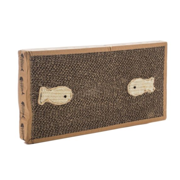 Griffoir carton kraft et herbe à chat poisons sisal 47 x 24 x 4 cm - ZAMIBO