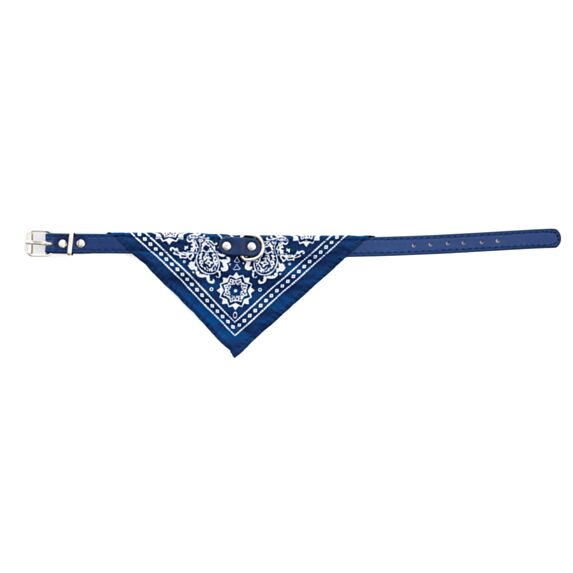 Collier bandana cuir synthétique 30 x 1 cm bleu - ZAMIBO