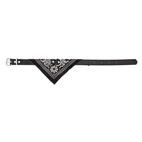 Collier bandana cuir synthétique 38 x 15 cm noir - ZAMIBO