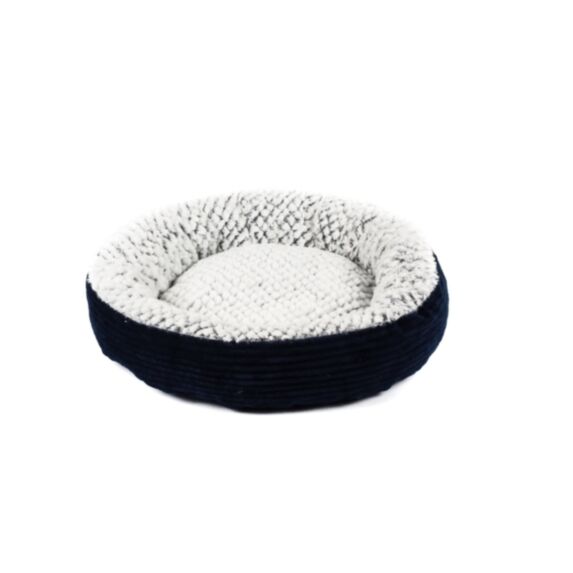 Coussin rond velours côtélé tour bleu-intérieur bouclé gris 40 x 12 cm - ZAMIBO