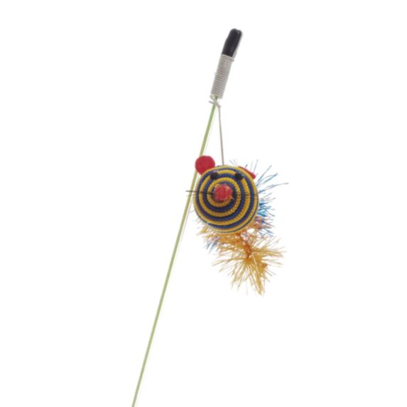 Canne à pêche appât souris à plumes Ø4 cm 46 cm multicolore - ZAMIBO