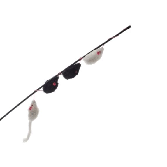 Canne à pêche famille de 4 souris peluche 45 cm - ZAMIBO