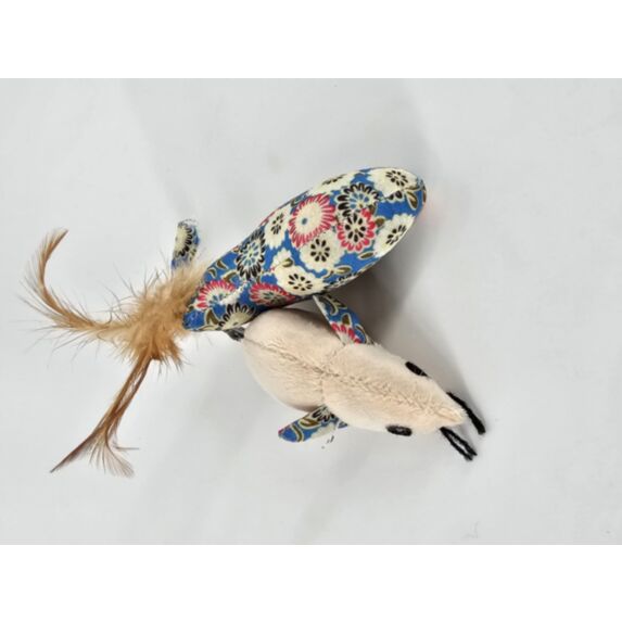 Jouets chat souris 7 cm et poisson 8 x 4 cm polyester et plume - ZAMIBO