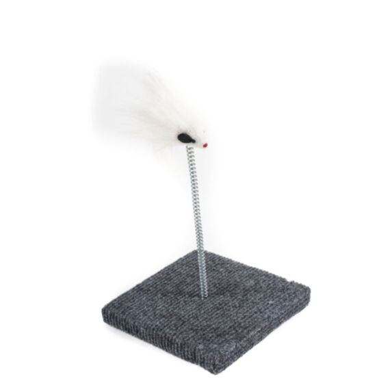 Souris blanche sur ressort et socle 14 x 24 cm - ZAMIBO