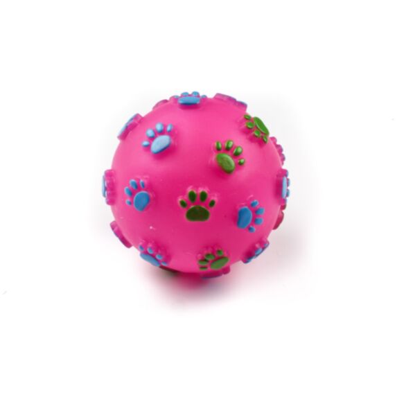 Balle avec dessins de pattes en relief Ø7 cm vinyle rose - ZAMIBO