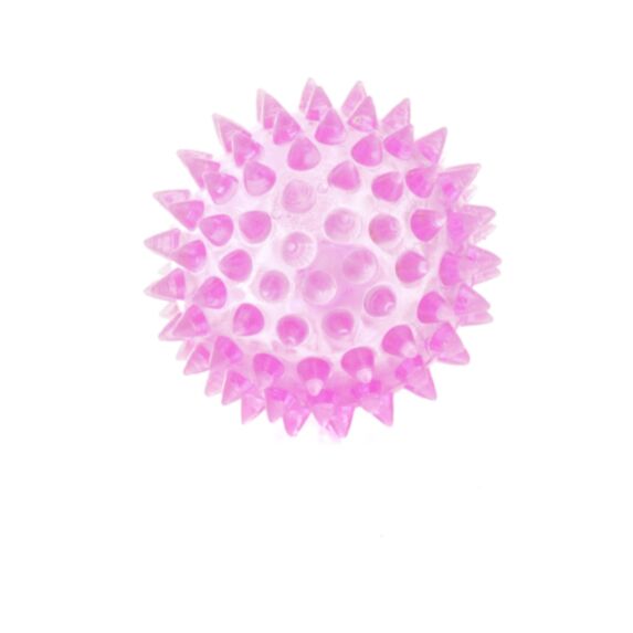 Balle caoutchouc+picots-sonore 6 cm rose ou bleu - ZAMIBO
