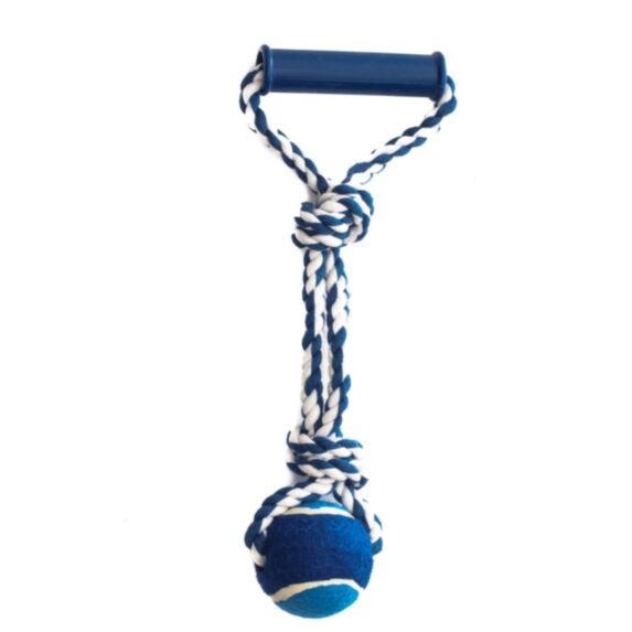 Corde 33 cm avec poignée balle tennis 6 cm bleu - ZAMIBO