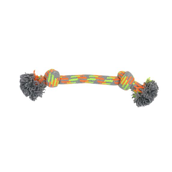 Corde noeud coton 33 cm gris jaune et orange fluorescents - ZAMIBO