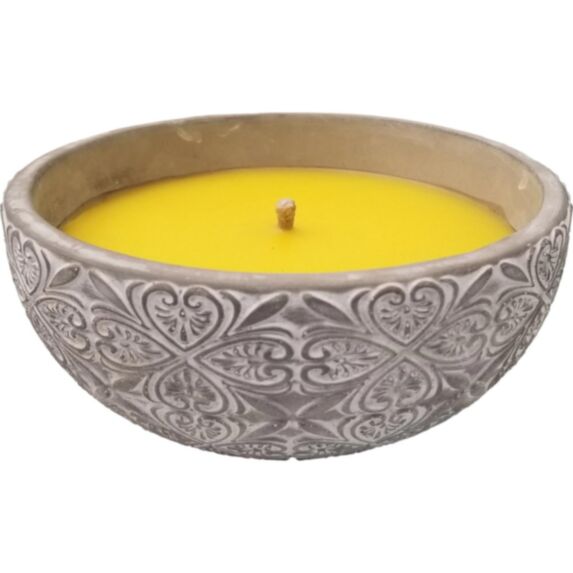 Bougie citronnelle pot ciment rosace gris
