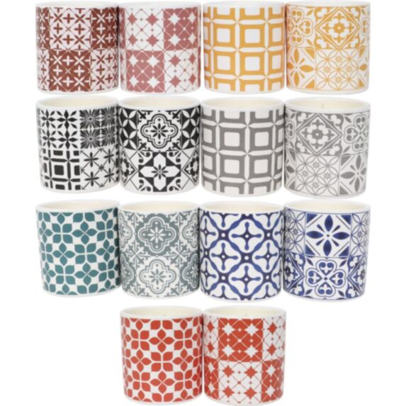 Bougie citronnelle pot céramique rond mosaïque à 14 motifs