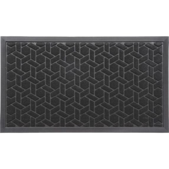 Tapis 43 x 75 cm Cubique polyester/caoutchouc noir - LUANCE