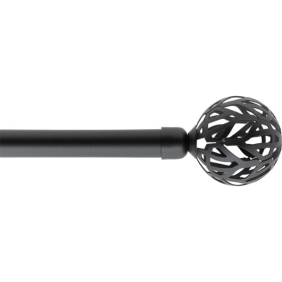 Kit tringle à rideaux Ø19mm 210-380cm noir mat embout vintage - LUANCE