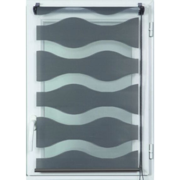 Store enrouleur tamisant vagues 75 x 150 cm gris béton - LUANCE 