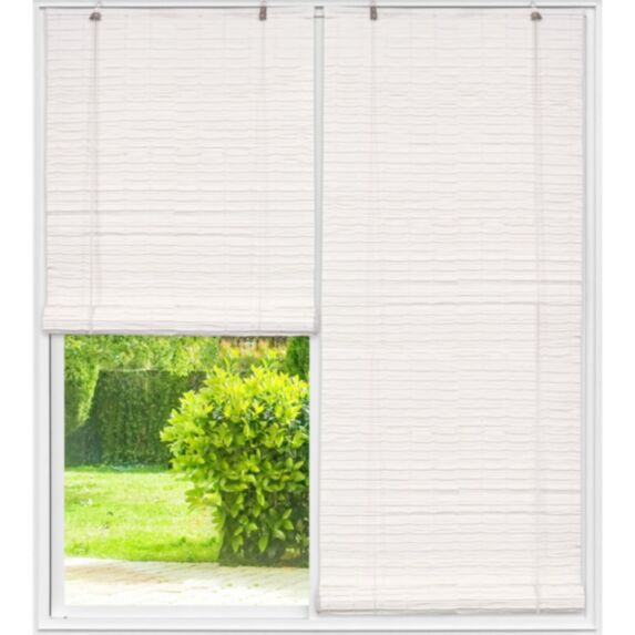 Store enrouleur PE effet rotin 200 x 220 cm blanc - LUANCE