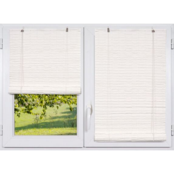 Store enrouleur PE effet rotin 90 x 180 cm blanc - LUANCE