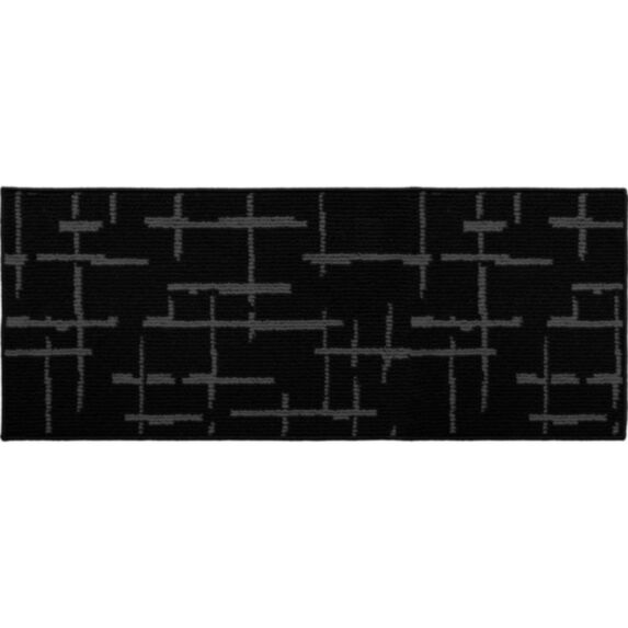 Tapis Linea imprimé géométrique 50x120cm noir - LUANCE
