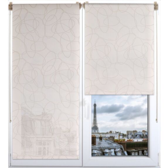 Store enrouleur tamisant imprimé oval 60x150cm beige - LUANCE