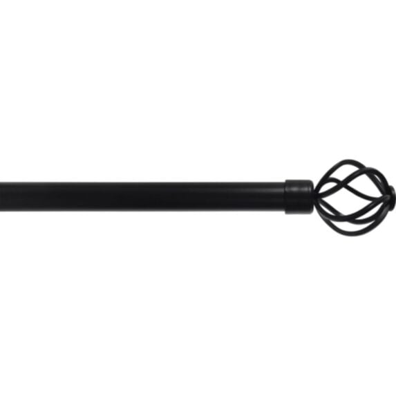 Kit extensible barre rideau fer noir mat Ø19cm embout boule - LUANCE