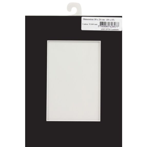 Passe partout 18 x 24 cm ouverture 10 x 15 cm noir - AMT