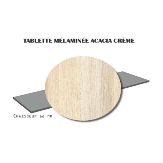 Tablette mélaminée Acacia crème 18mm 80x20cm
