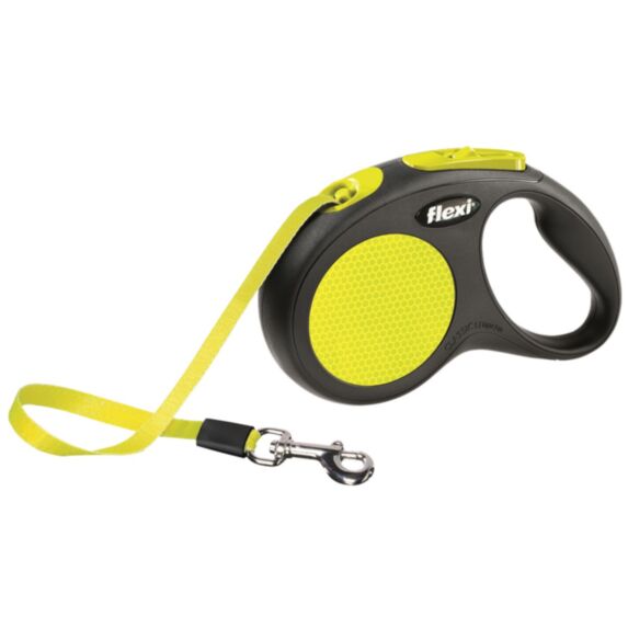 Laisse à enrouleur Flexi Néon - sangle - longueur 5m - pour chien jusqu'à 15 kg - ZOLUX