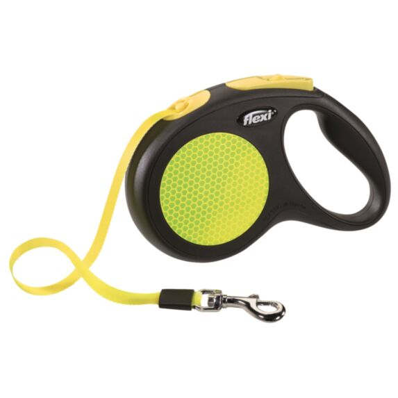 Laisse à enrouleur Flexi néon - sangle - longueur 5m - pour chien jusqu'à 25 kg - ZOLUX