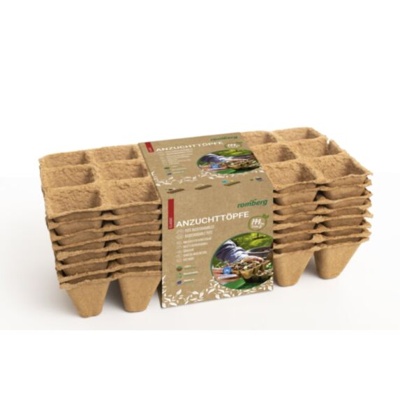 144 pots biodégradables 5 cm carré , 8 plaques de 18 pots XL - ROMBERG