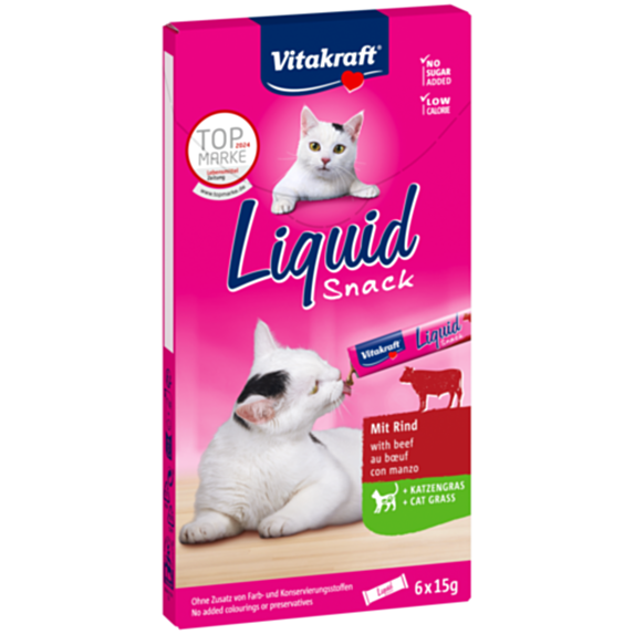 Friandise chat liquide herbe à chat bœuf 90gx6 - VITAKRAFT