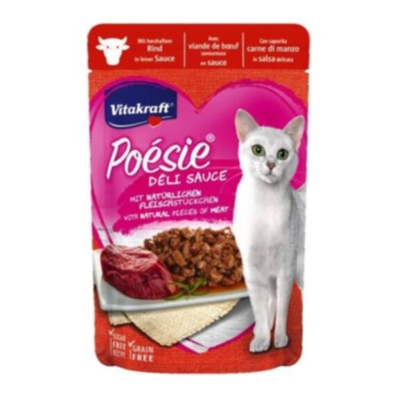 Nourriture chat Poésie Déli Sauce bœuf, pochon 85 g - VITAKRAFT
