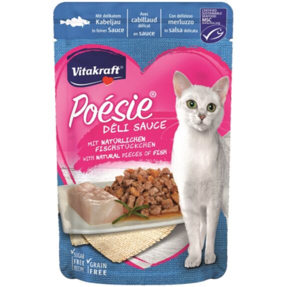Nourriture chat Poésie Déli Sauce poisson cabillaud, pochon 85 g - VITAKRAFT
