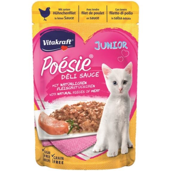Nourriture chat Poésie Déli Sauce Junior poulet, pochon 85 g - VITAKRAFT