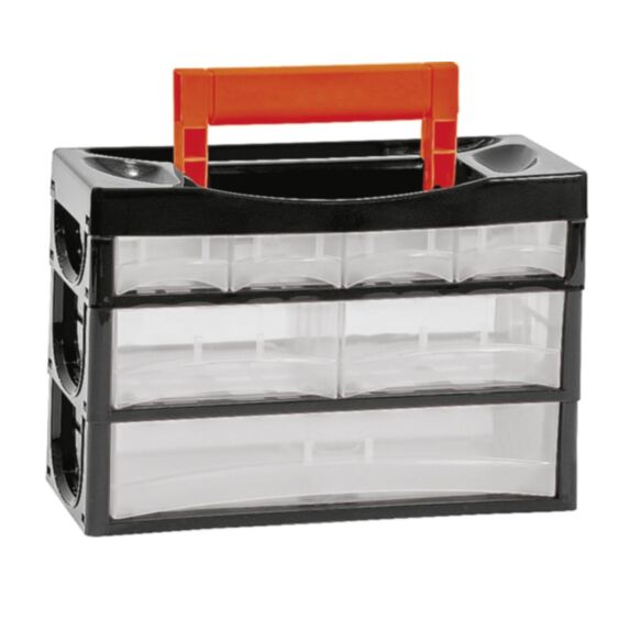 Casier de rangement 7 tiroirs 31,8 x 13,5 x 21,5 cm noir/transparent - TOOD