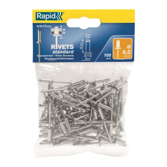 100 rivets standard alu Ø4 x 8 mm - RAPID