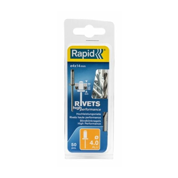 50 rivets hautes performances alu Ø4 x 12 mm + foret - RAPID