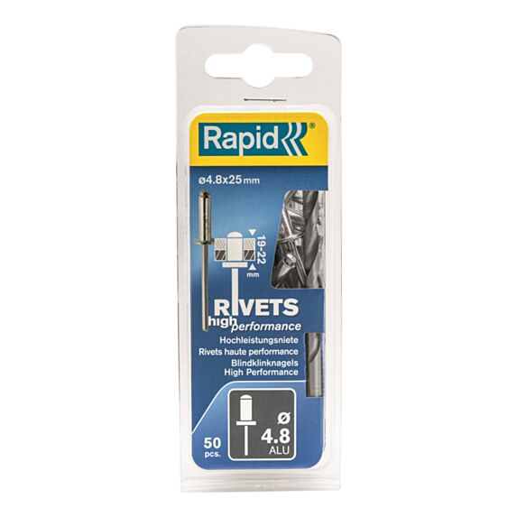 50 rivets hautes performances alu Ø4,8 x 25 mm + foret - RAPID