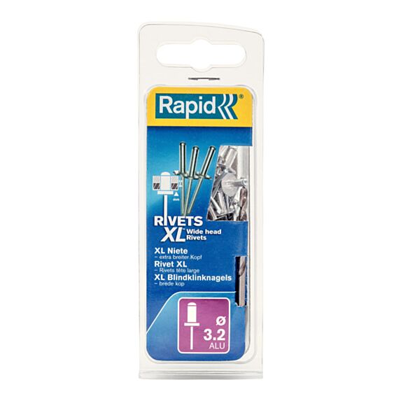 50 rivets XL alu Ø3,2 x 8mm + foret - RAPID