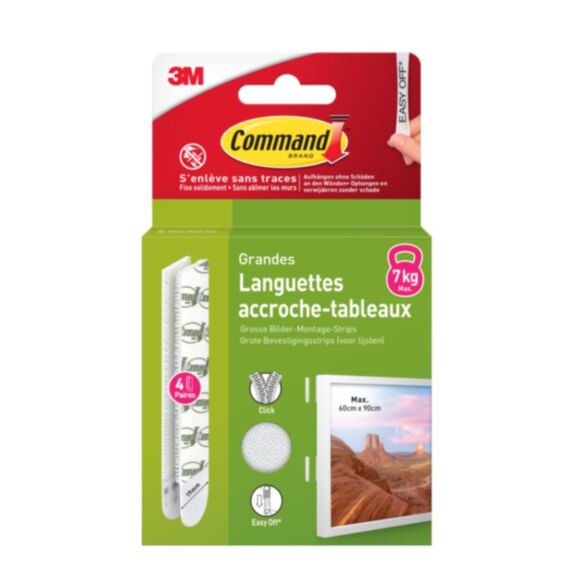 Languettes tableau GM blanches V2 x8 - 3M COMMAND