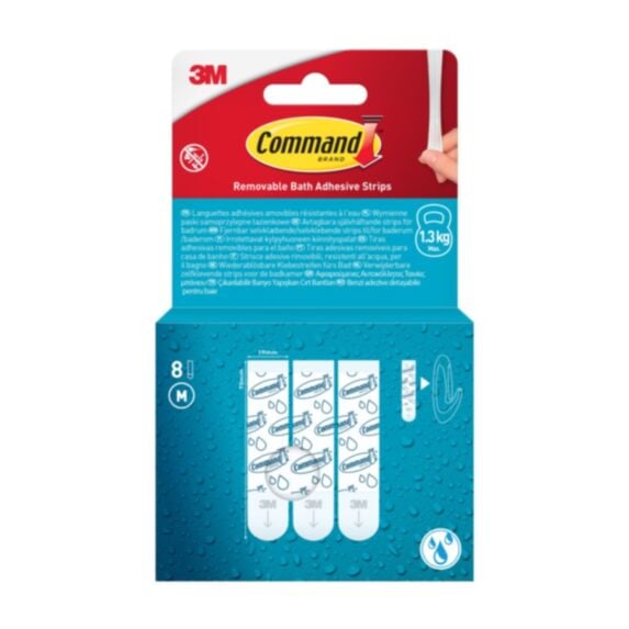 Set de 8 languettes auto-adhésives résistantes à l'eau bleu - 3M COMMAND