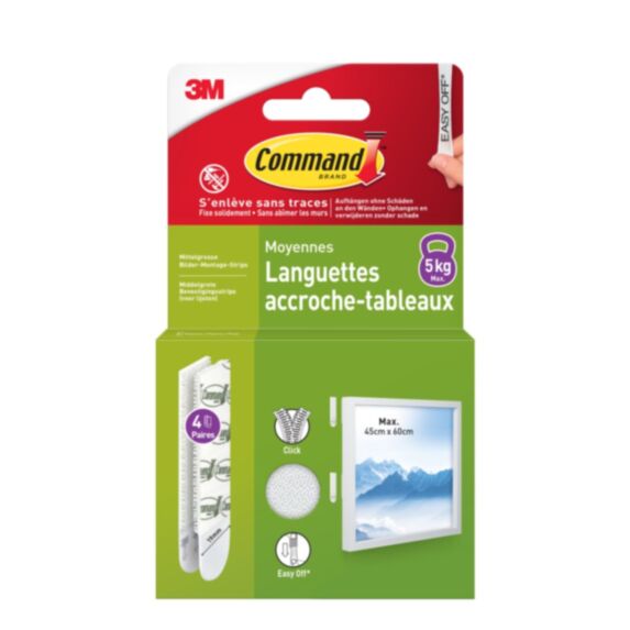 Languettes tableau MM blanches V2 x8 - 3M COMMAND