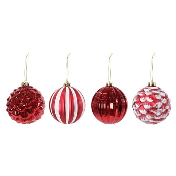 Boules à facettes 12 cm rouge x4 - UBL