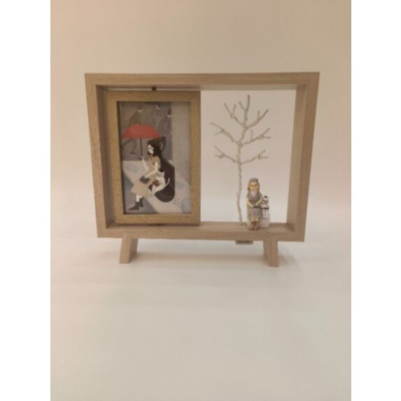 Cadre photo avec décoration 45 x 25 cm bois marron 2 assortiments