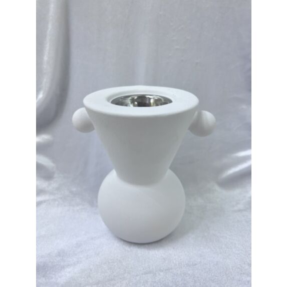 Porte-bougie à vagues Ø6 x H15,5 cm céramique blanc