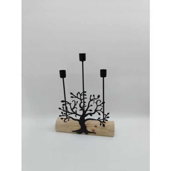 Porte-bougie Maison Familiale 24 x 5,5 x 32 cm bois/acier
