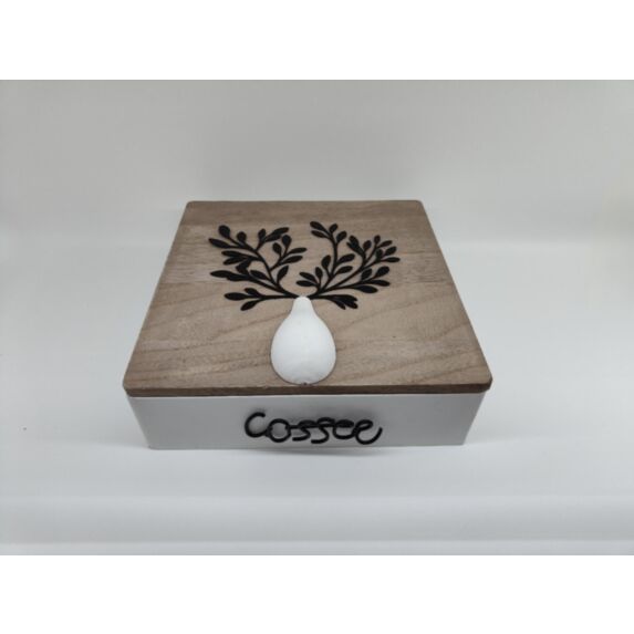 Boîte à café Maison Familiale 23,5 x 23,5 x 9 cm bois