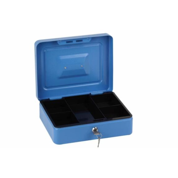 Caisse à monnaie 6 compartiments 15 x 12 cm bleu ou noir