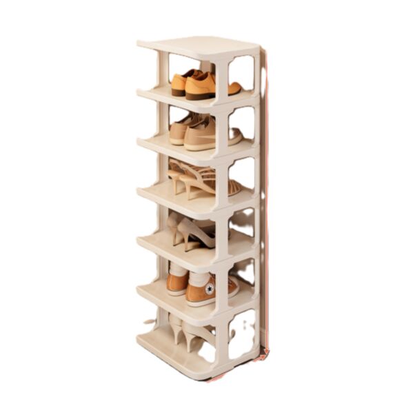Range-chaussure 6 étages 24,5 x 26 x 103 cm plastique blanc