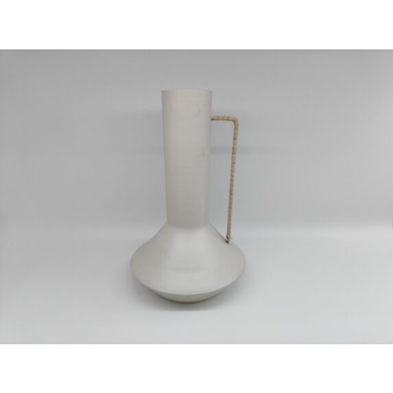 Vase haut en acier anse naturelle Ø15,5 x H25 cm blanc mat